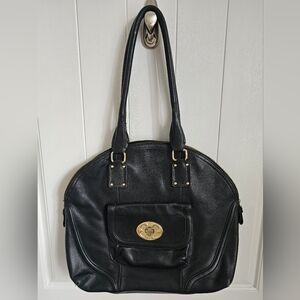 EMMA FOX Beautiful Black Leather Dome Satchel Tote Bag